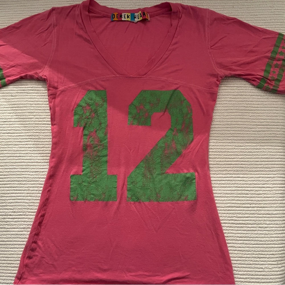 Derek Heart Pink Tee with Green Number